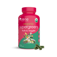 Zena Nutrition Organic Supergreens Capsules bottle, front