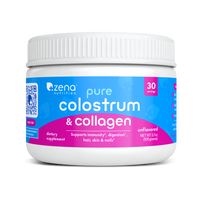 Zena Nutrition Bovine Colostrum & Collagen Powder, unflavored, 30 servings jar, front