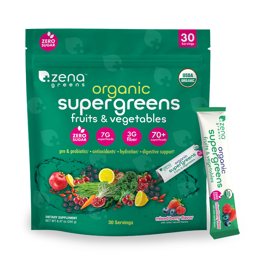 Organic Supergreens Berry stick packs