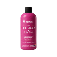 Zena Nutrition Liquid Collagen + Biotin, Mixed Berry, 12 fl oz bottle, front