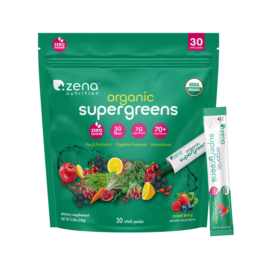 Organic Supergreens Berry stick packs