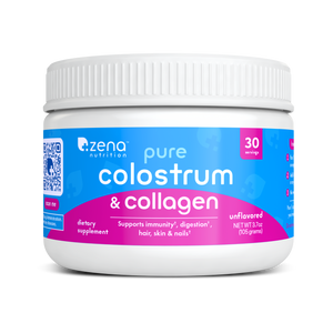 Zena Nutrition Bovine Colostrum & Collagen Powder, unflavored, 30 servings jar, front