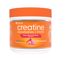 Zena Nutrition Creatine Gummies with D3 & K2, Watermelon, 150 count jar, front