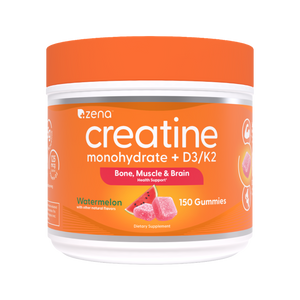 Zena Nutrition Creatine Gummies with D3 & K2, Watermelon, 150 count jar, front