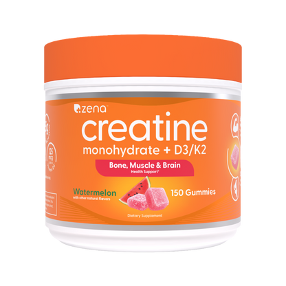 Zena Nutrition Creatine Gummies with D3 & K2, Watermelon, 150 count jar, front