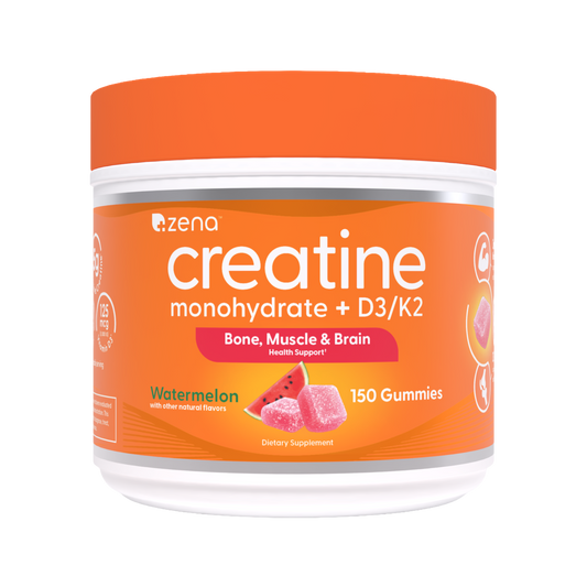 Zena Nutrition Creatine Gummies with D3 & K2, Watermelon, 150 count jar, front