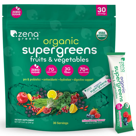 Zena Organic Supergreens 30 Servings Stick Pack