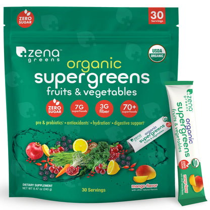 Organic Supergreens Mango stick packs