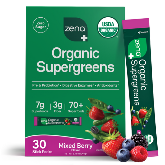 Zena Organic Supergreens Stick Packs - 30ct Carton