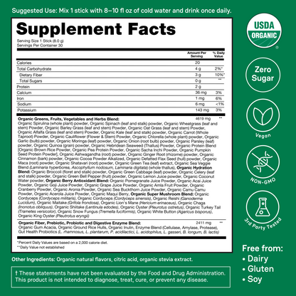 Zena Organic Supergreens Stick Packs - 30ct Carton
