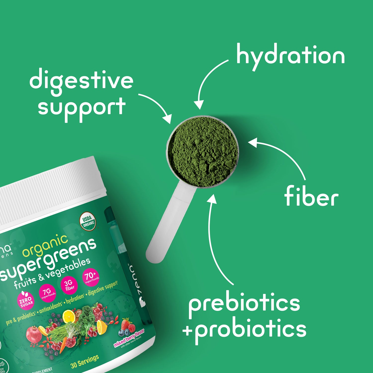 Zena Organic Supergreens Tub