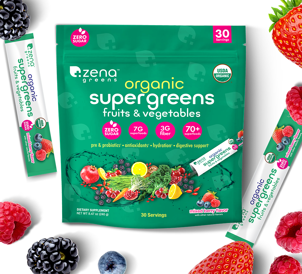 Zena Organic Supergreens 30 Servings Stick Pack