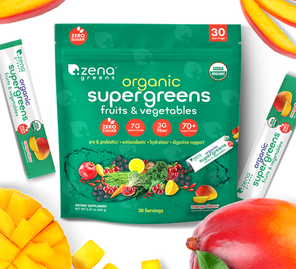 Zena Organic Supergreens 30 Servings Stick Pack